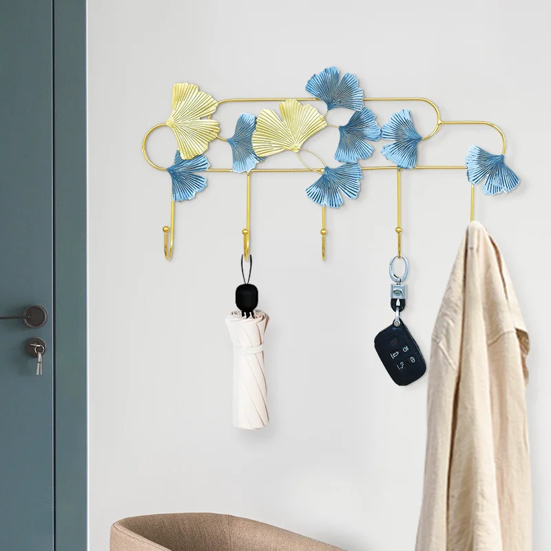 Ginkgo leaf wall decoration door back hook creative wall hanging porch wall key storage into the house hanging hook clothes