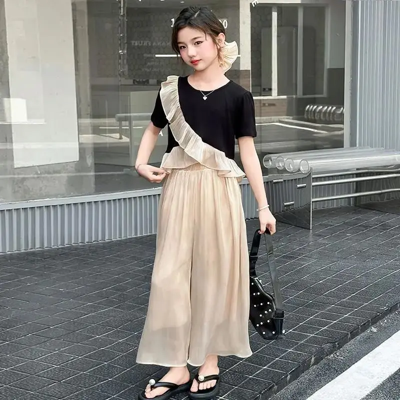 

Korean Children's Clothes 2025 Kids Clothing Girls Summer Suit Sweatshirt From 7 8 Years Elementary School Student Woman T-shirt