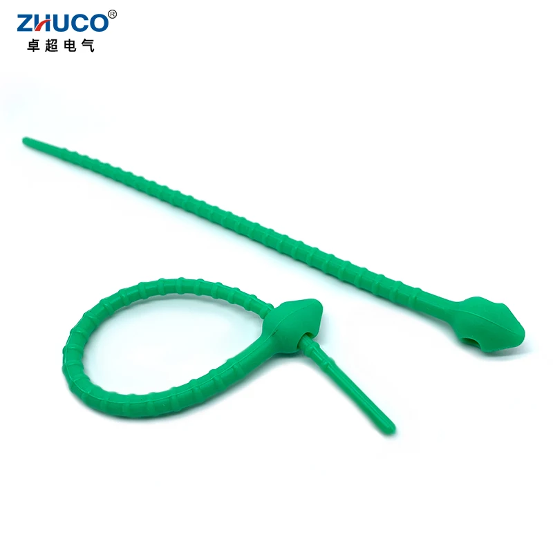 ZHUCO 5pcs 18cm Green Silicone Reusable All-purpose Bag Clip Headset Data Line Tie Twist Wire Fasten Cable Zip Tie Bundle Tool