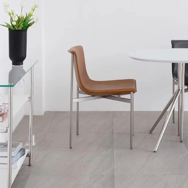 Light Luxury Dining Chair Modern Simple Household High-end Minimalist Designer  Stainless Steel