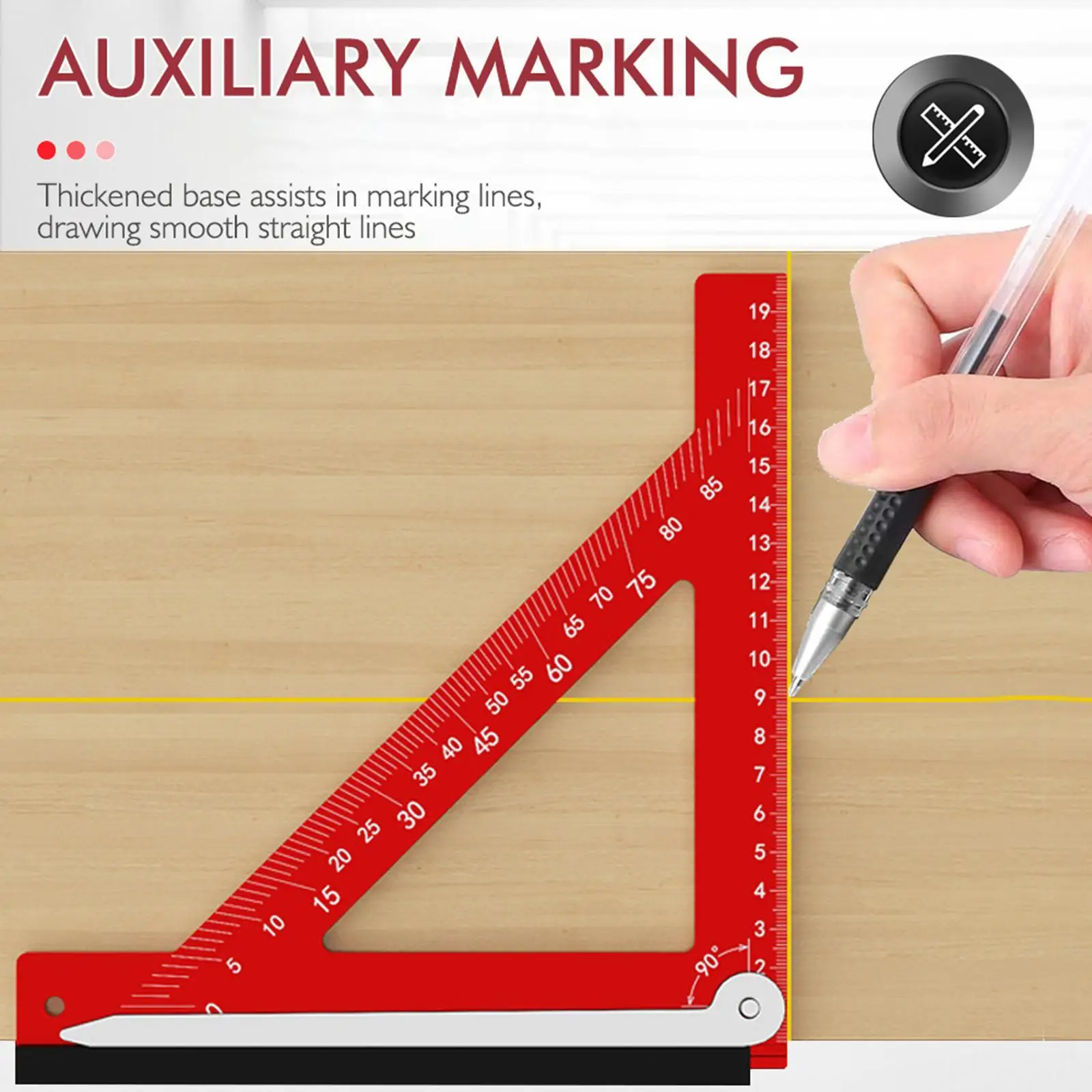 Right Angle Ruler High Accuracy Multipurpose Clear Scale 2 in 1 Triangle Ruler for Workshop Carpenter Engineer Marking Household