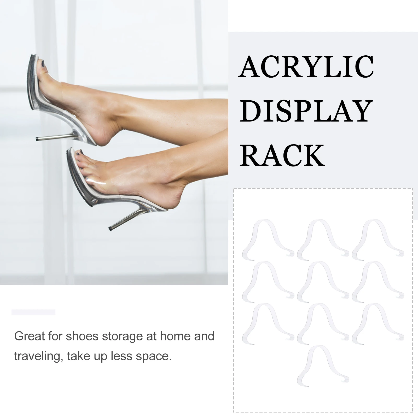

10pcs Shoes Display Sandals Showing Stand Transparent Acrylic Storage Rack For High Heels Sandal Support Rack Mall Display