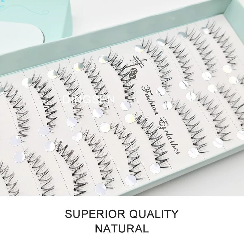 Manga Lashes Faux Cils 3/5/10 Pairs Lashes Soft and Slender False Eyelashes Transparent Stem Eyelashes Lash Extension Makeup