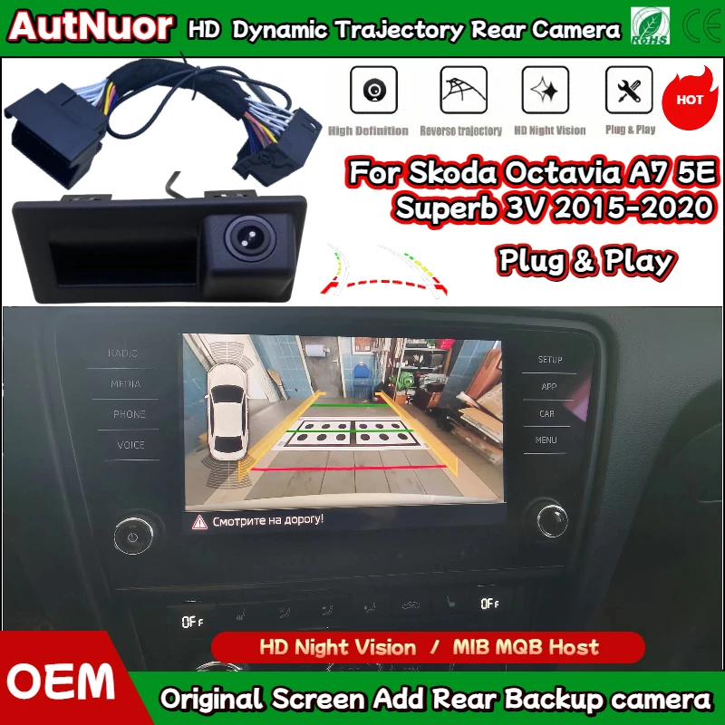 

Canbus Dynamic Trajectory Camera For Skoda Octavia MK3 Combi 5E 2013 - 2021 Rear Backup Camera Plug & Play Work With MIB2 STD