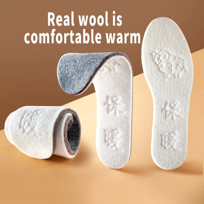 Wool Self Heating Insoles Thermostatic Thermal Insole Massage 3layer Keep Warm Arch Support Shoe Pad Heated Pads Winter Men Wome
