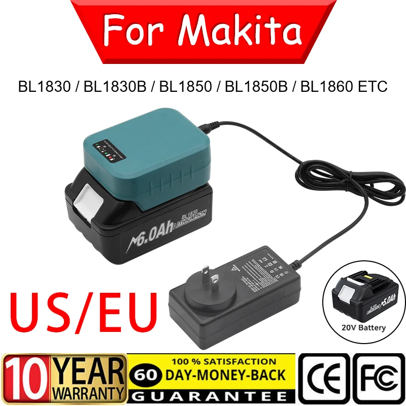 14.4V-18V Li-ion Battery Charger For Makita BL1830 Replacement, For BL1840 BL1850 BL1860 Split Charger,Portable Compact Charger