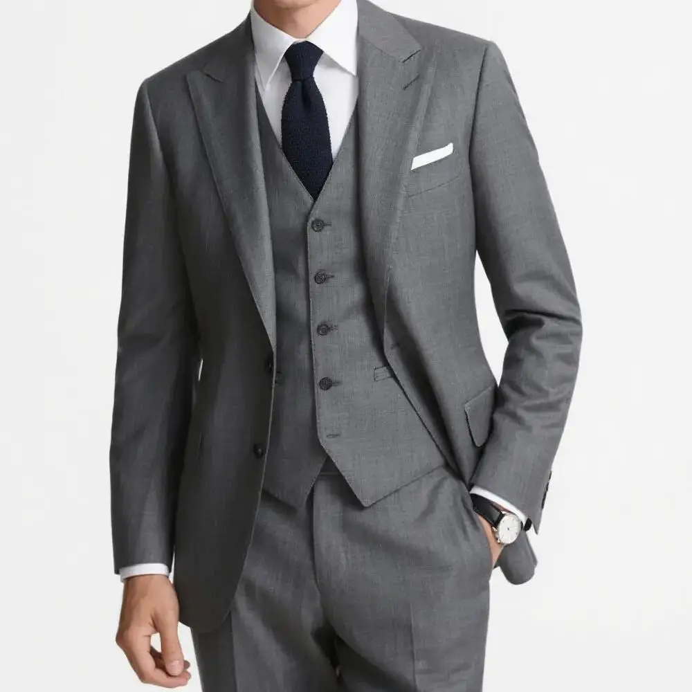 

Men's Tuxedo Wedding Groomsmen Smoking Suit with Shawl Lapel Single Breasted Blazer Vest And Pants Set