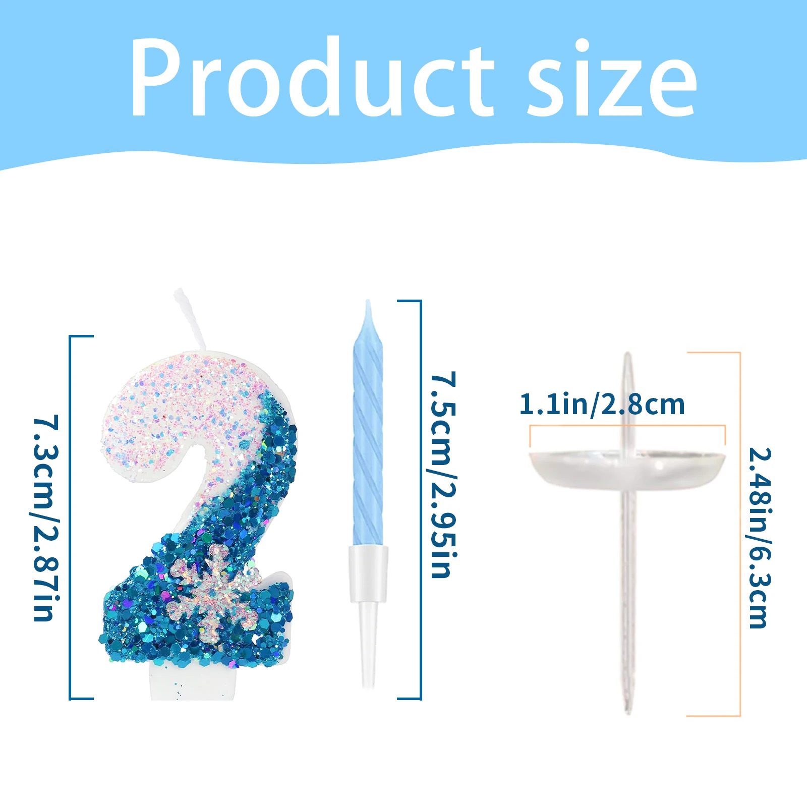 11pcs Frozen Snow Themed Birthday Candles,Number 0-9 Birthday Candle for Party Supplies, 2.76 inch Cake Topper Decorations  ﻿ view 6