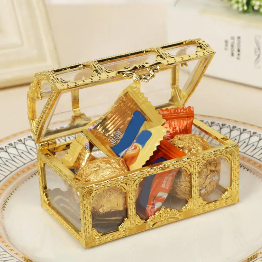 Women Jewelry Display Box Transparent Pirate Treasure Storage Box Earrings Crystal Jewelry Trinket Travel Case Vintage Candy Box