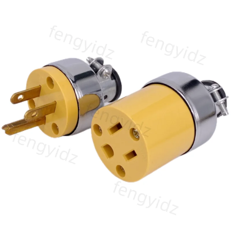 America L5-15P L5-15R US Connector 15A Extension Tripolar Wired Receptacle Male Female Anti-Loose Locked Plug Socket Type B