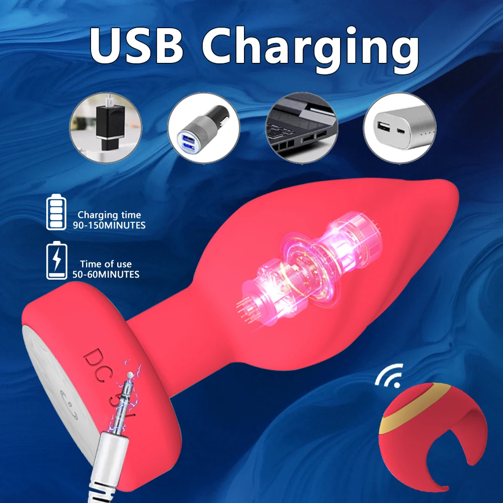 Portable LED Anal plug Vibrator Butt Plug 10 Vibration Ring Wireless Remote Prostate Massager Adult Sex Toys for Women Men Gay view 5