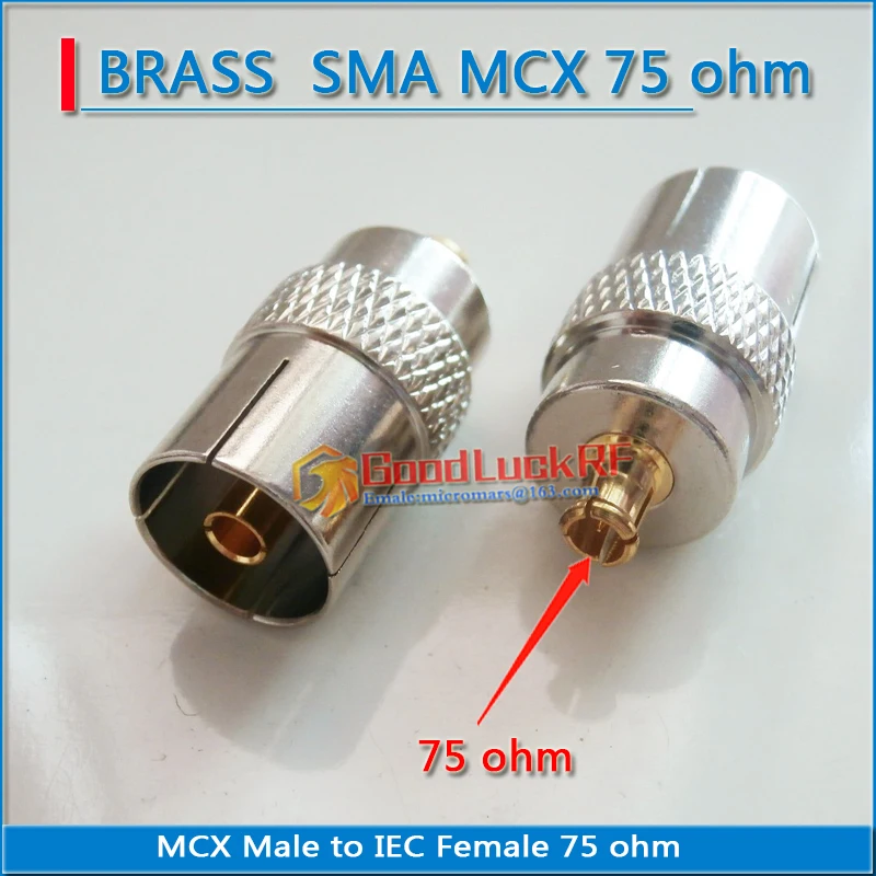 75 ohm 50 ohm MCX To IEC DVB-T TV PAL Connector Socket MCX Male to IEC Female Plug  Brass Straight Coaxial RF Adapters