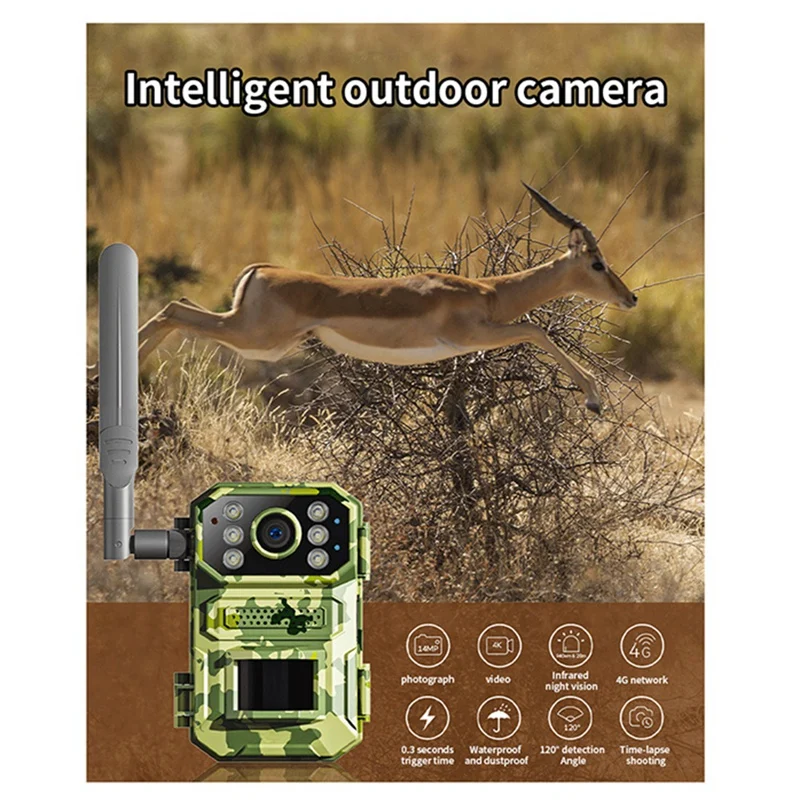 Solar Hunting Trail Camera 1080P 940Nm Infrared Night Vision Motion Activated Trigger Security Cam Easy Install