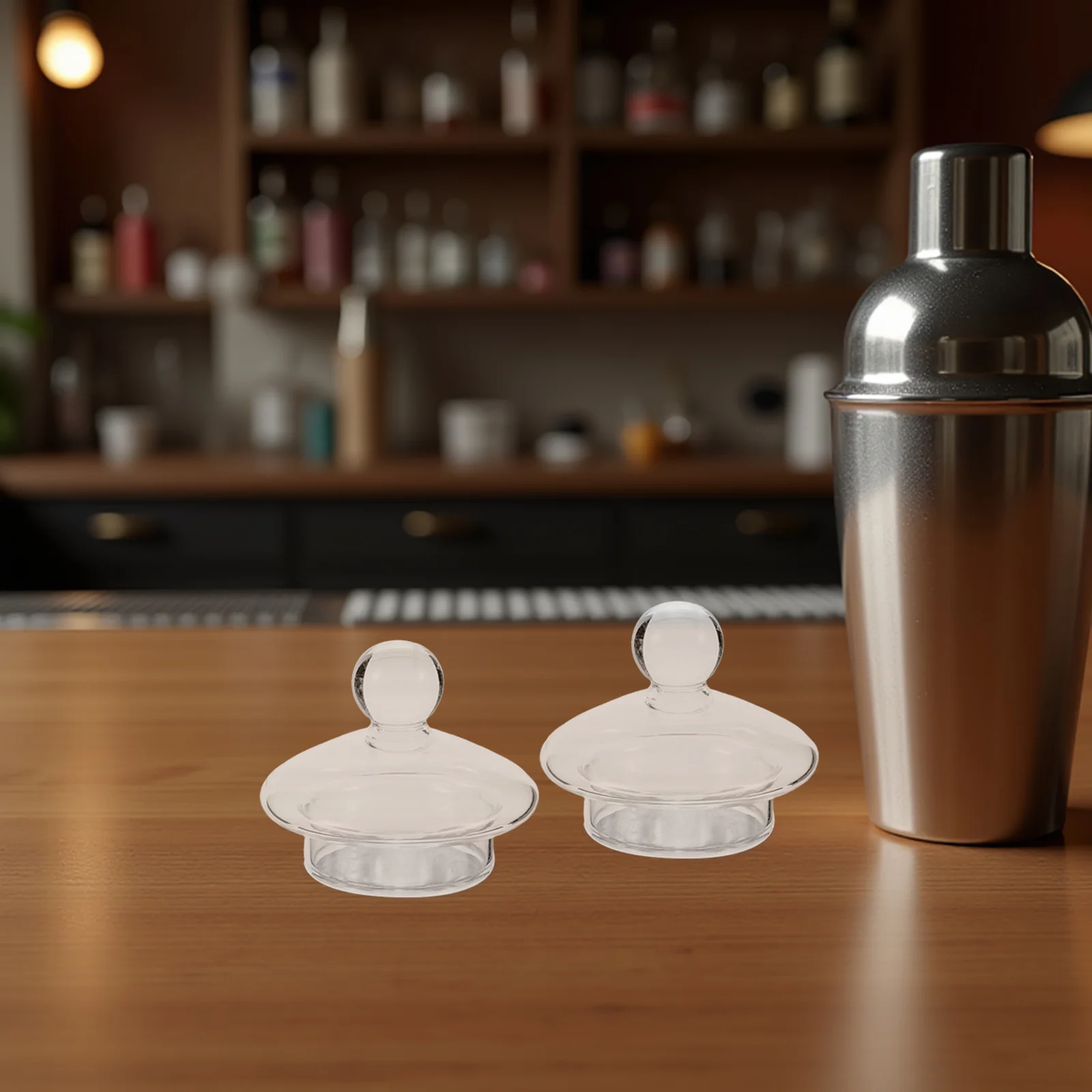 

2Pcs Clear Whiskey Glass Lid Aroma Preservation Tasting Accessory Home Bar Use Glass Lids for Cups Brandy Cup Lid