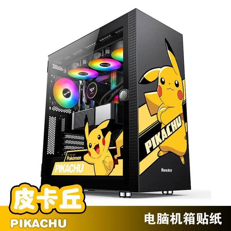 Pikachu PC Case Stickers Mid Tower Computer Decorative Decal Anime Removable Waterproof Sticker Sticker Computer Host Shell Cute