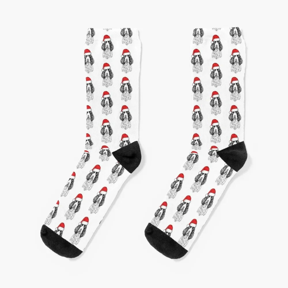 

Christmas English Springer Spaniel Santa Dog Holiday Socks Novelties soccer anti-slip Mens Socks Women's