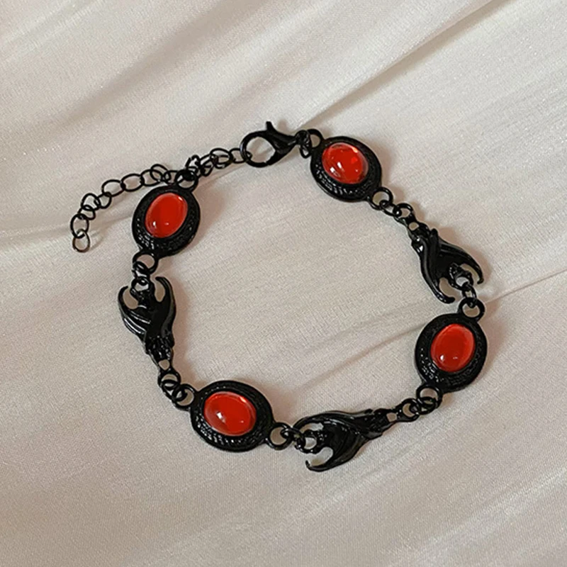 Victoria Vampire Blood Red Bracelet Evil Black Bat Bracelets For Women Men Gothic Water Drop Bracelet Jewelry Accessories