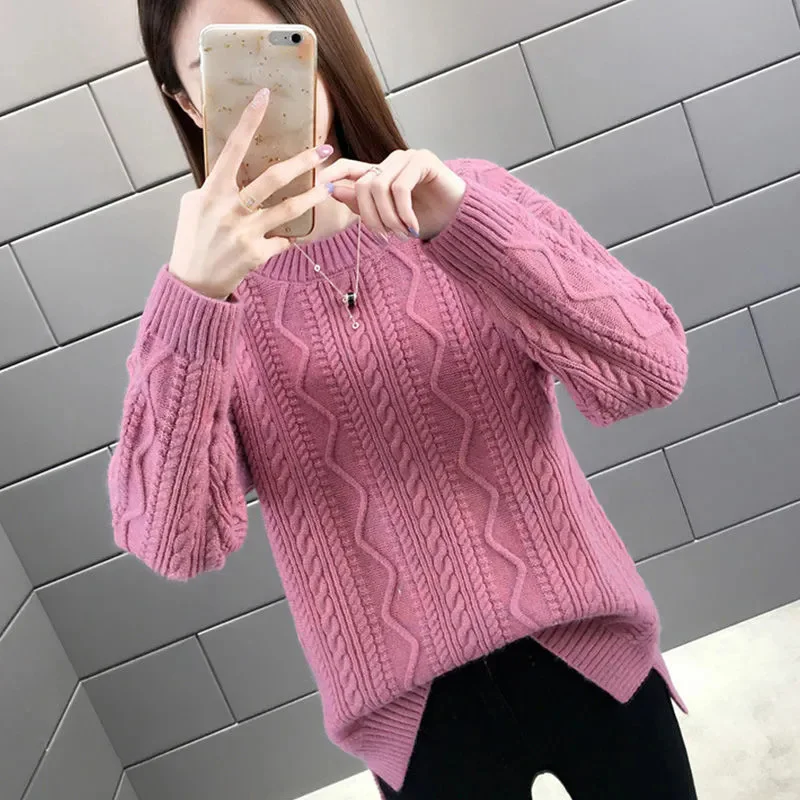 Autumn Winter New Short Fried Dough Twists sweater Women Loose Pullover Bottoming Foreign Style Thickened Knitwear Mom\'s Sweater