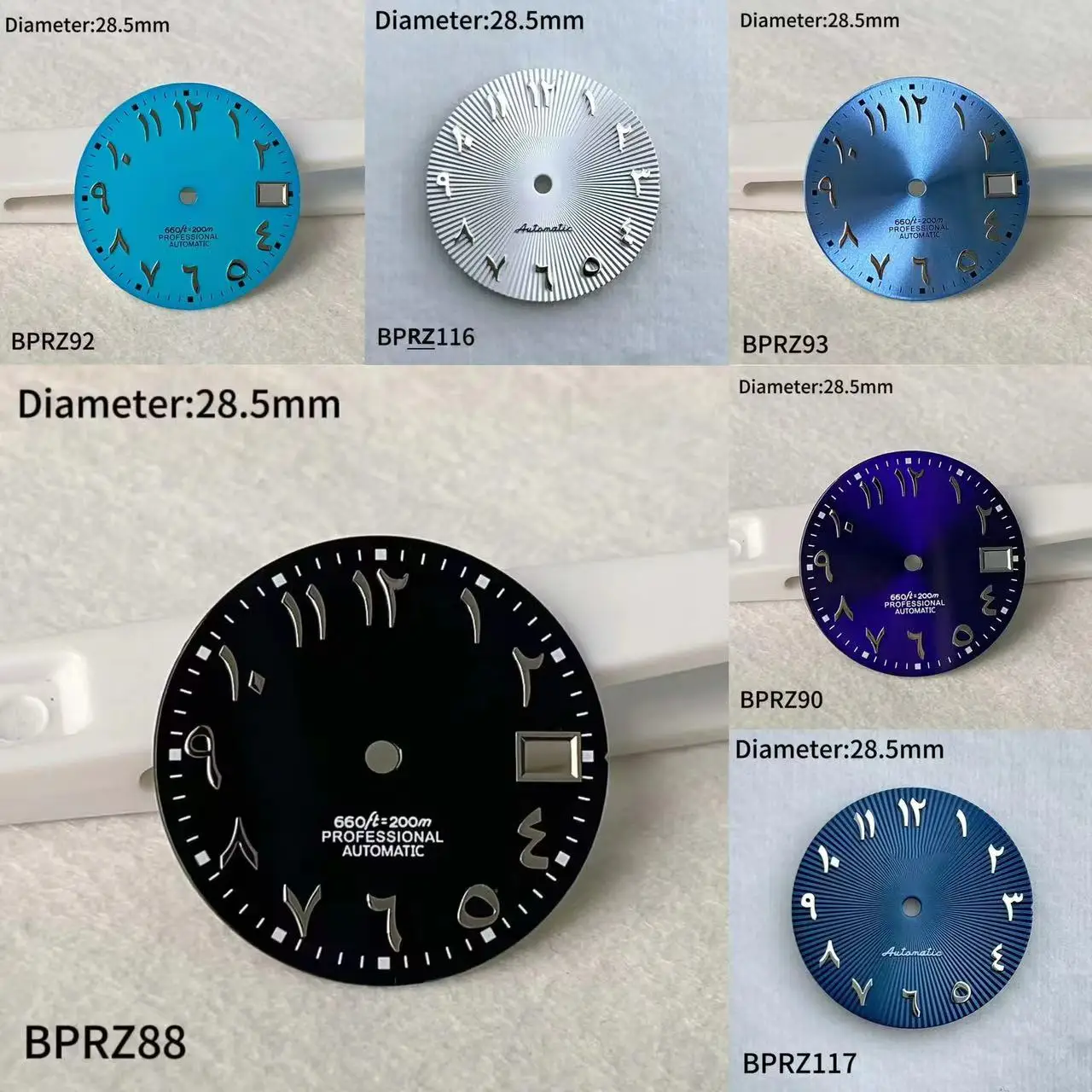 アラビア語の数字の文字盤,非発光,自動機械式ムーブメント,青,緑,銀,28.5mm,nh36,黒,nh35