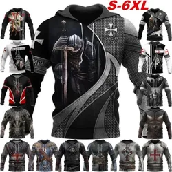 Serin şövalye Templar zırh 3D baskı Hoodies komik erkek giyim erkek Harajuku moda spor kazak tişörtü kalite