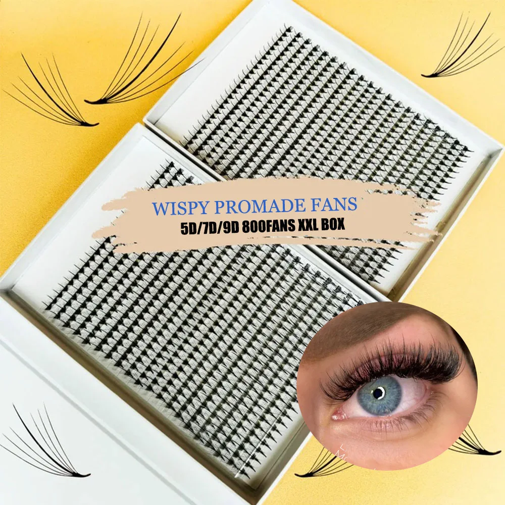 800FANS Narrow Wispy Fans | Handmade Volume Eyelashes 5D 7D 9D Wispy Extension Loose Fans Sandwich Spikes False Lashes Extension