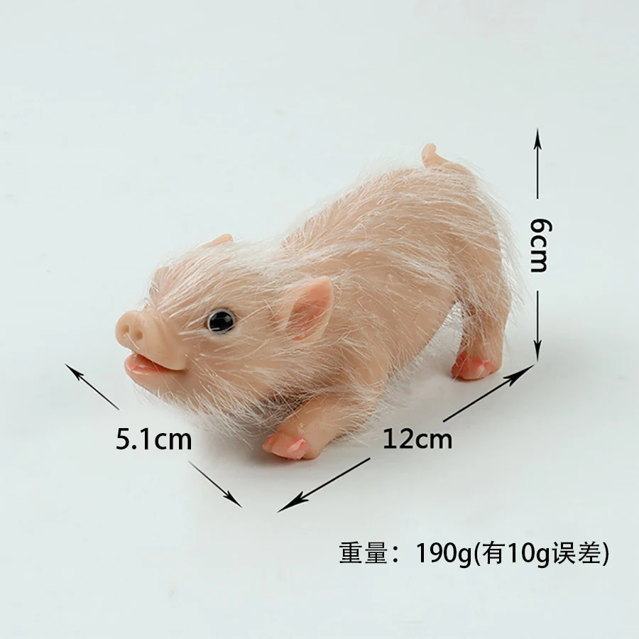 약 12cm 실리콘 돼지 새끼 부드럽고 귀여운 미니 리얼리틱 동물 액세서리 포함 생생한 리본 신생아 돼지 인형 스트레스 해소 장난감