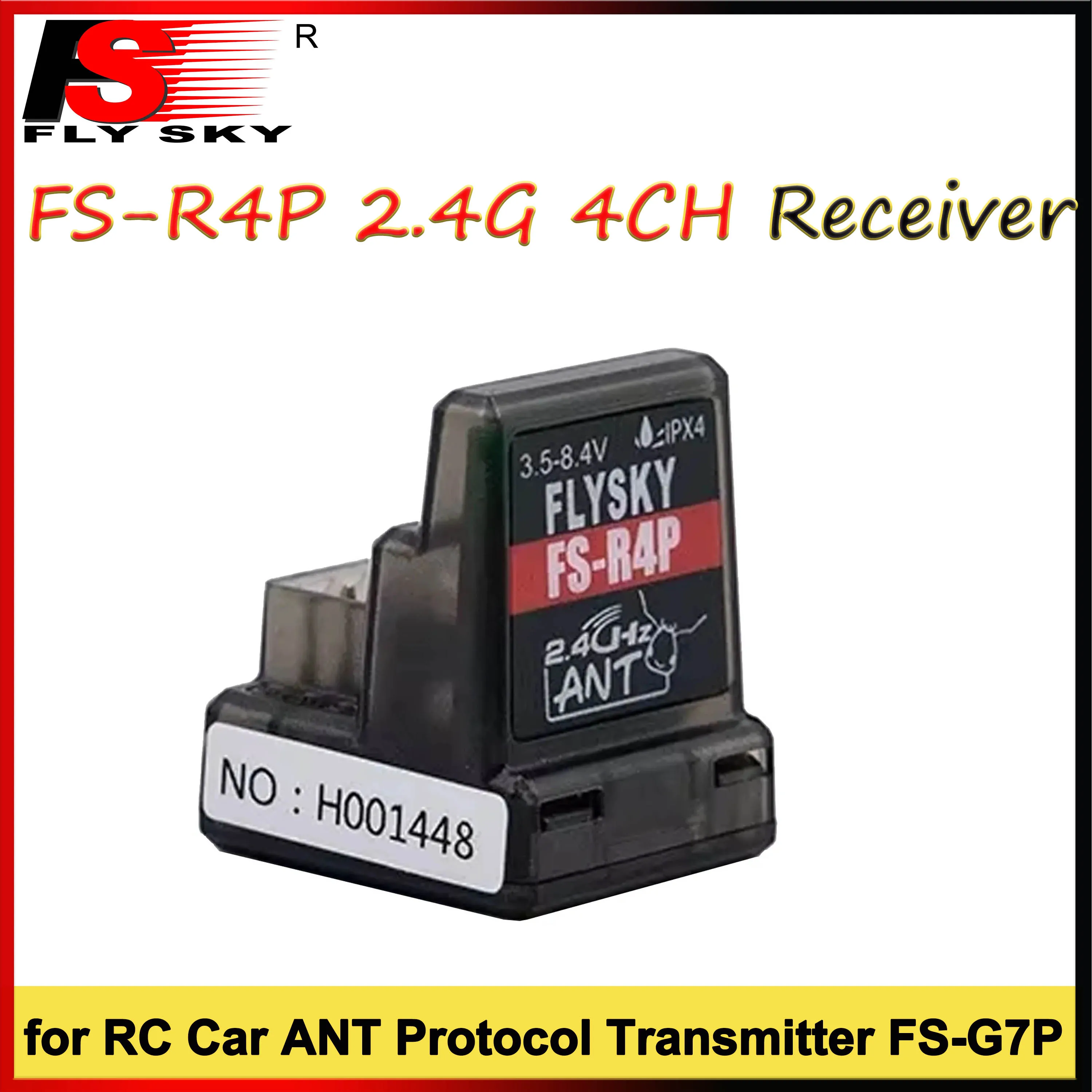 

1/2/4PCS FLYSKY FS-R4P Receiver 4CH 4 Channel 2.4GHz 3.5-8.4V Built-in Single Antenna for RC Car ANT Protocol Transmitter FS-G7P