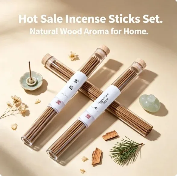 Natural Incense Sticks Set - Relaxing Cedar & Palo Santo Aroma for Home Atmosphere Enhancement