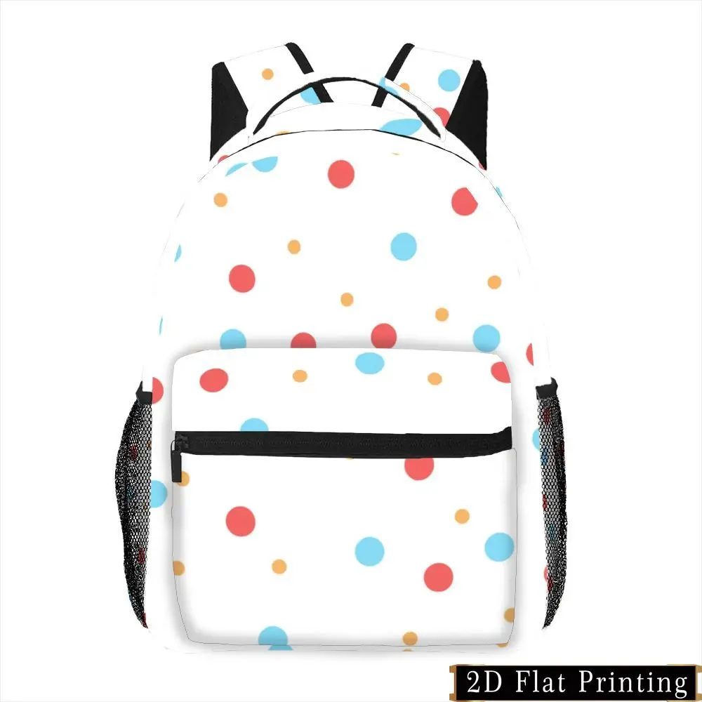 1pc White Polka Dot Pattern Backpack Unique Zipper Design Fashion Printed Hand Wash Laundry Bag Multi-purpose Commuter