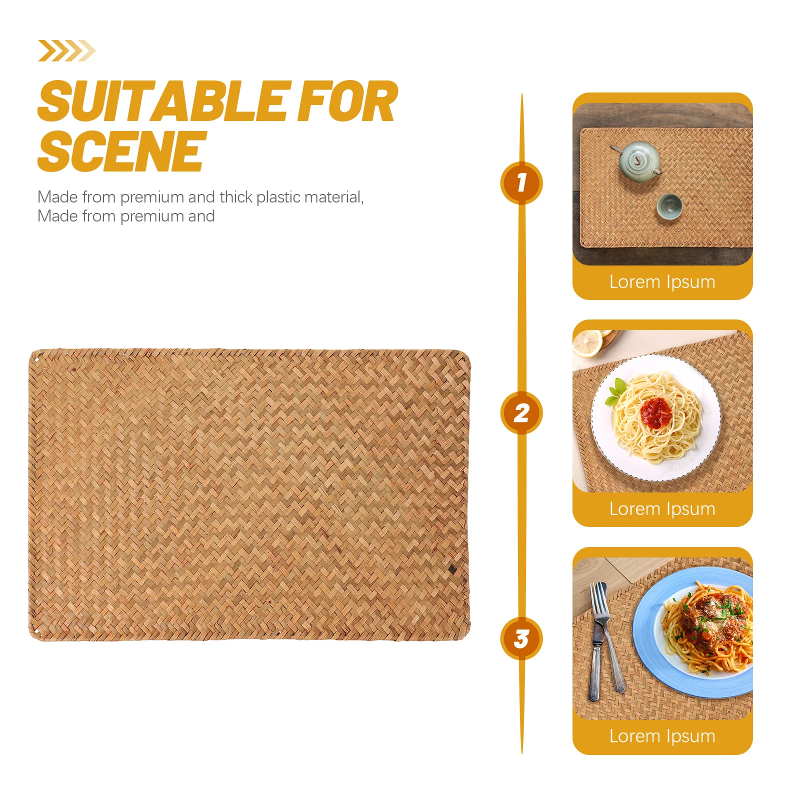 

Woven Placemat Set Large Cutlery Mat Heat-Resistant Tableware Pad For Dining Table Decorative Rustic Farmhouse Coaster