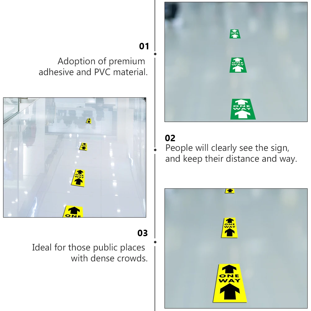 10pcs Stickers Social Distance Ground Waterproof Decals Pvc One Way Directional Arrows Safety Sign For