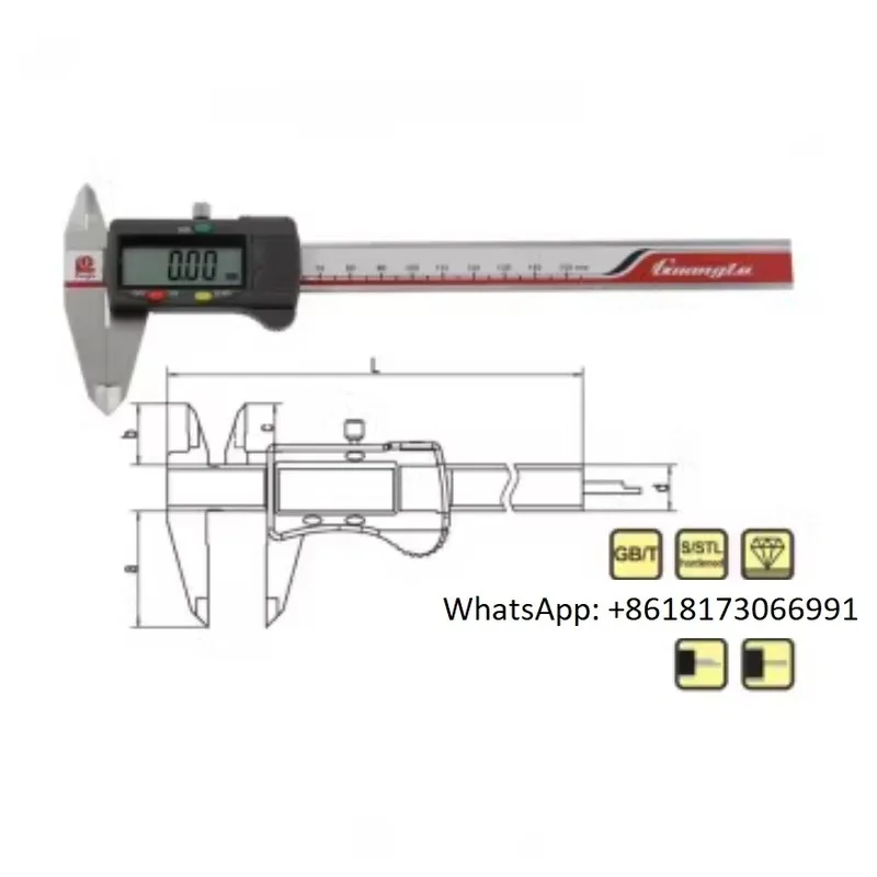 

Цифровой штангенциркуль Guanglu Electronics 0-150-200 мм, трехкнопочный штангенциркуль с высокой точностью разделения 0,01 мм