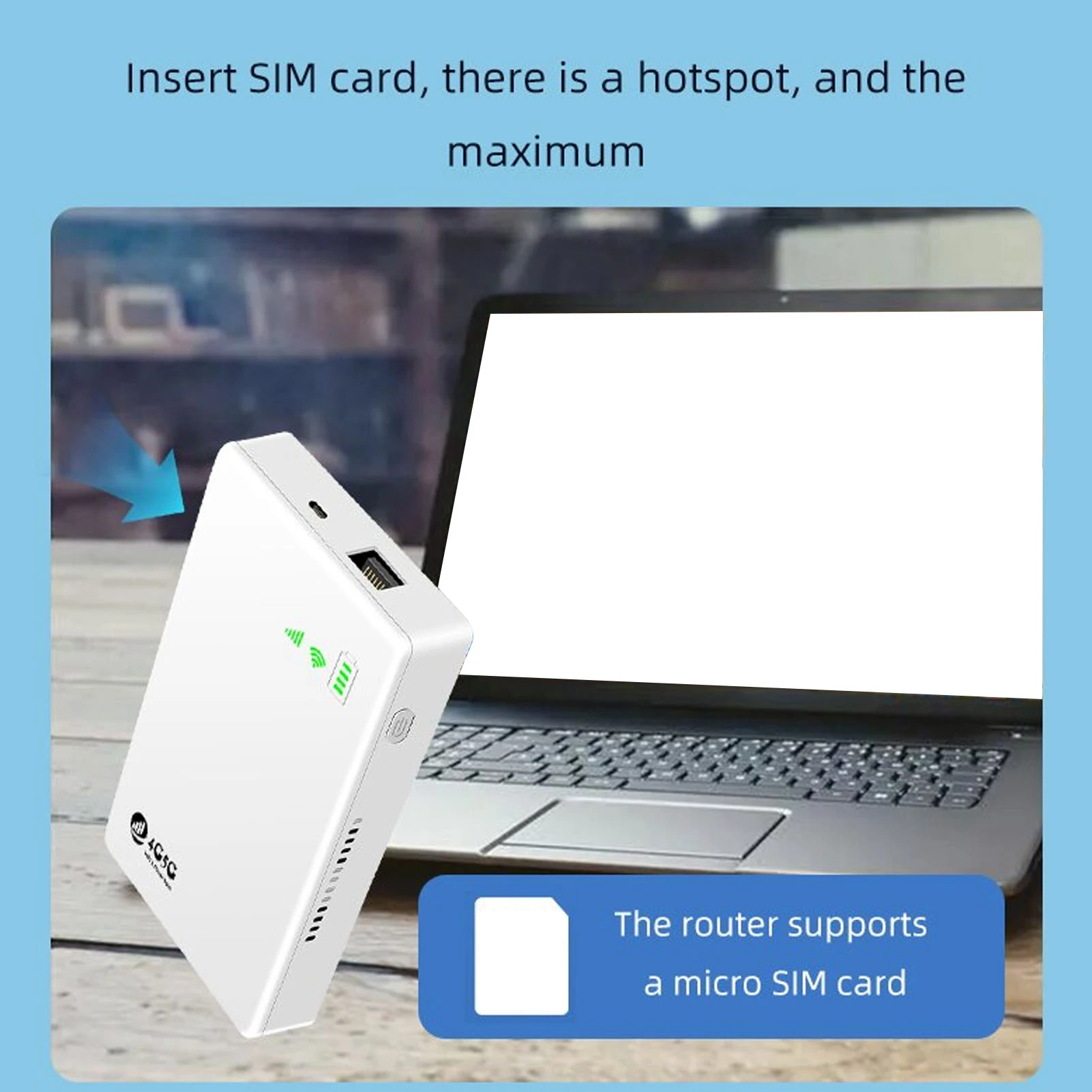 

4G LTE Router Mobile WiFi Hotspot Support 10 Devices Unlocked 5G 300Mbps Simple White with SIM Card Slot for Business