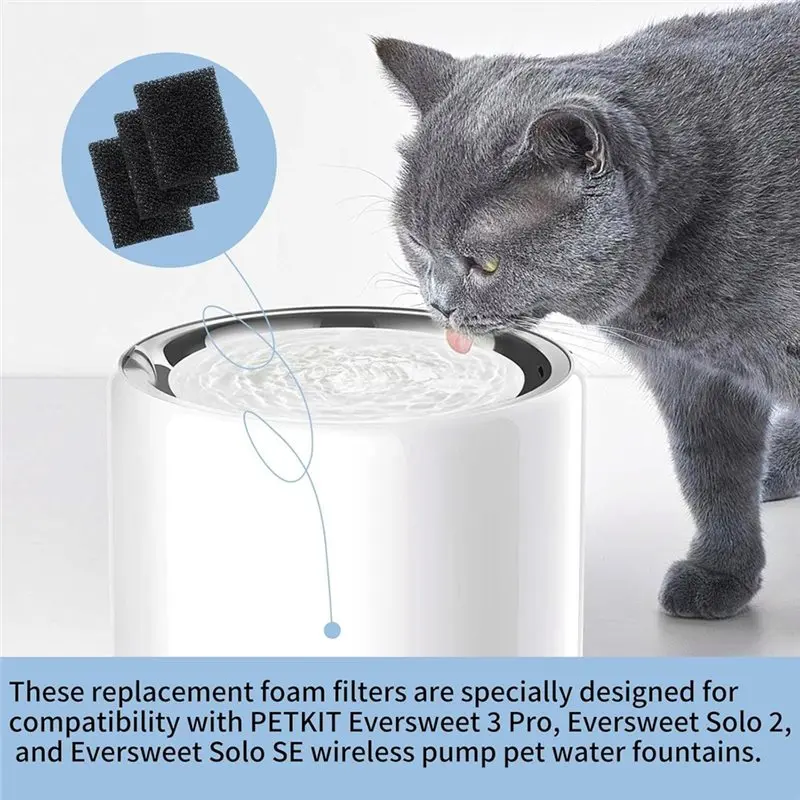 MOPHE-Replacement Foams Sponge Filters 30Pcs For Petkit Eversweet 3 Pro/Solo 2/Solo SE, Cat Water Fountain Parts