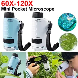 60x-120x Magnification Mini Microscope Educational Handheld Microscope Compact Portable Microscope for Learning and Exploring