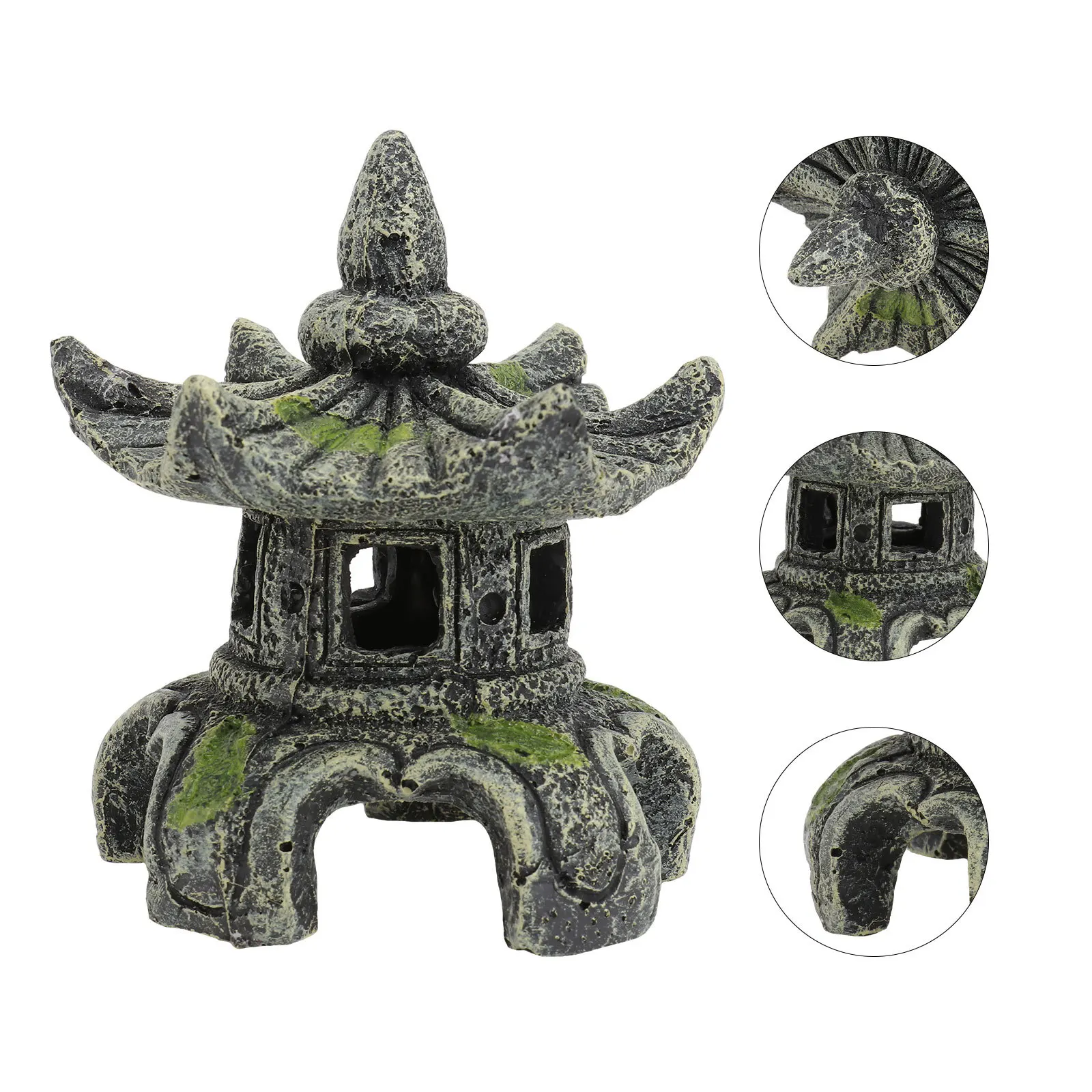 

1Pcs Aquarium Resin Pavilion Ornament Chinese Style Hexagonal Fish Tank Decoration Landscaping Adornment Shrimp Hideout