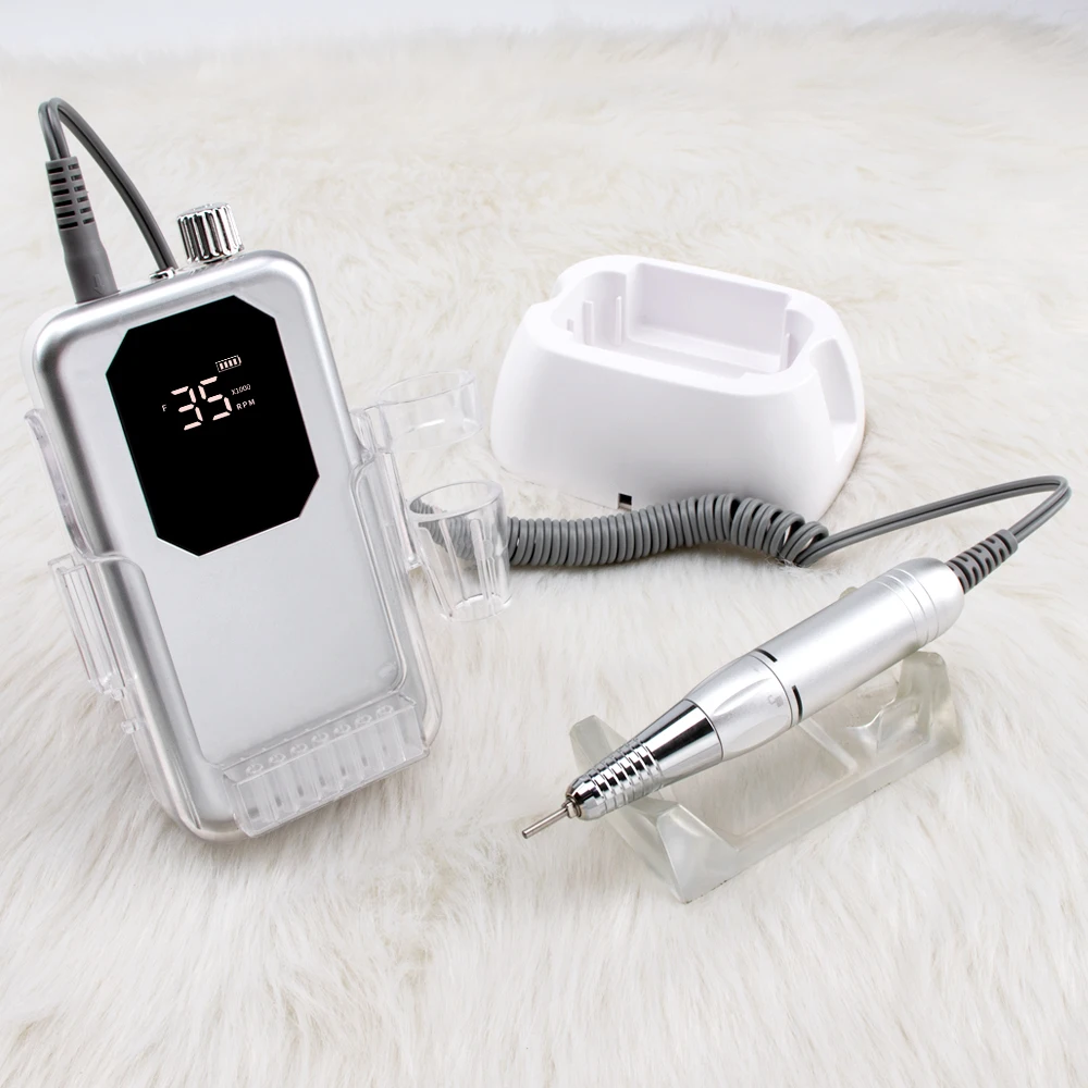 Cordless Electric Nail Drill Machine 35000rpm Drill Set for Pedicure Rechargeable Battery Wireless 45W Carbon Motor