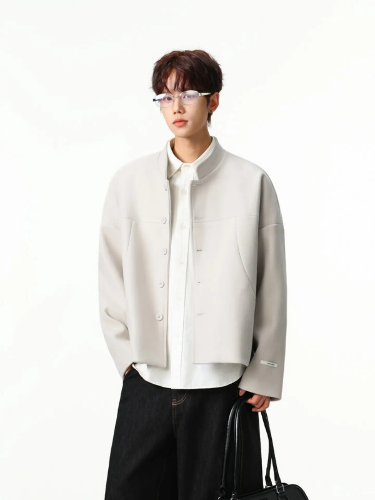 

Мужской шерстяной костюм-жакет в новом китайском ретро-стиле с воротником-стойкой, повседневная верхняя одежда в западном стиле для зимнего сезона