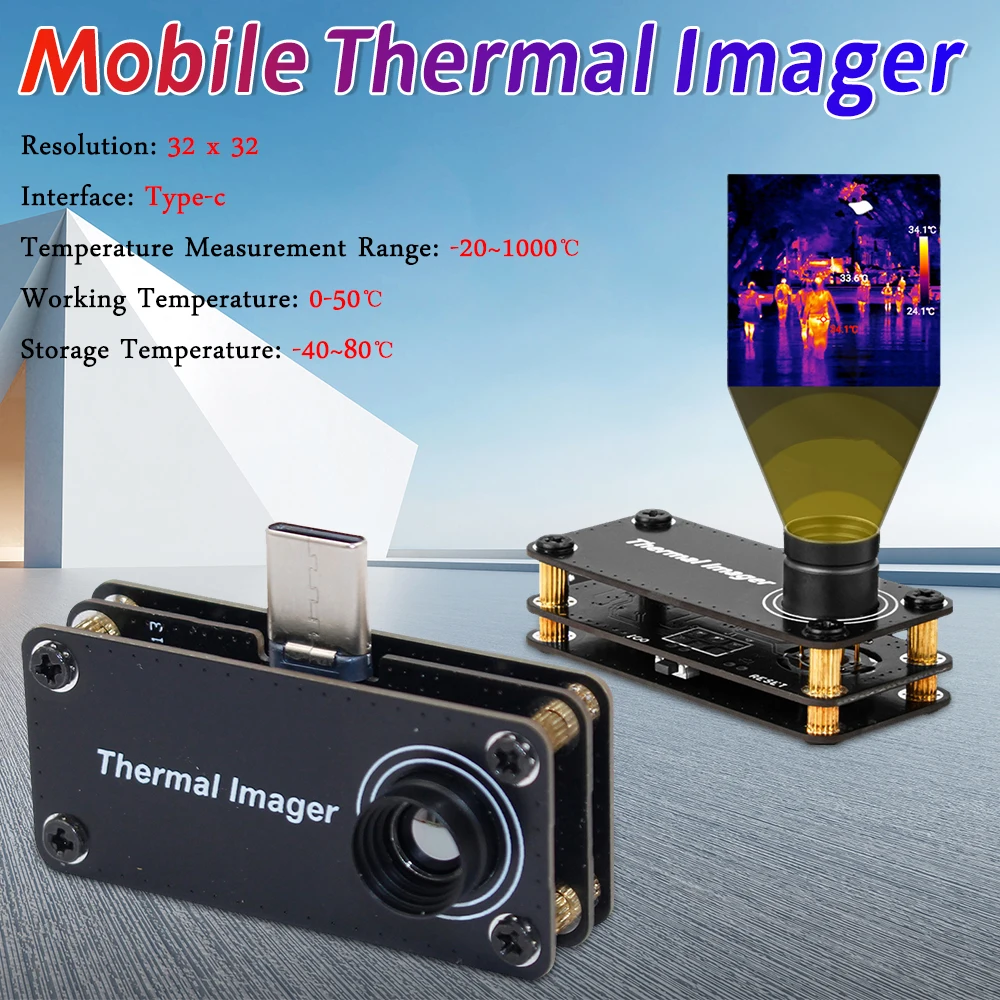 

Thermal Imager 32x32 Pixels Thermal camera For Phone Android Type-C OTG Phone External Thermographic Cameras Accessories ﻿