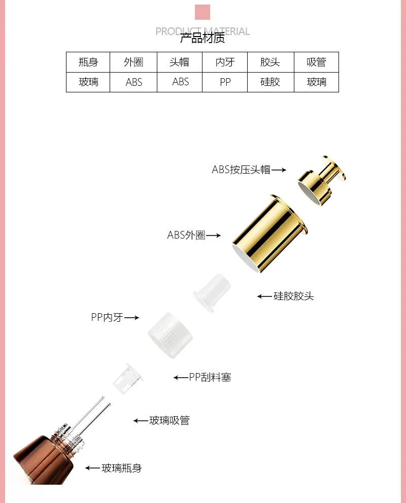 40ml Transparent Dropper Bottle Original Liquid Containe Essence Bottle Drip Pump Bottle  Dispensing Glass Cosmetic Container