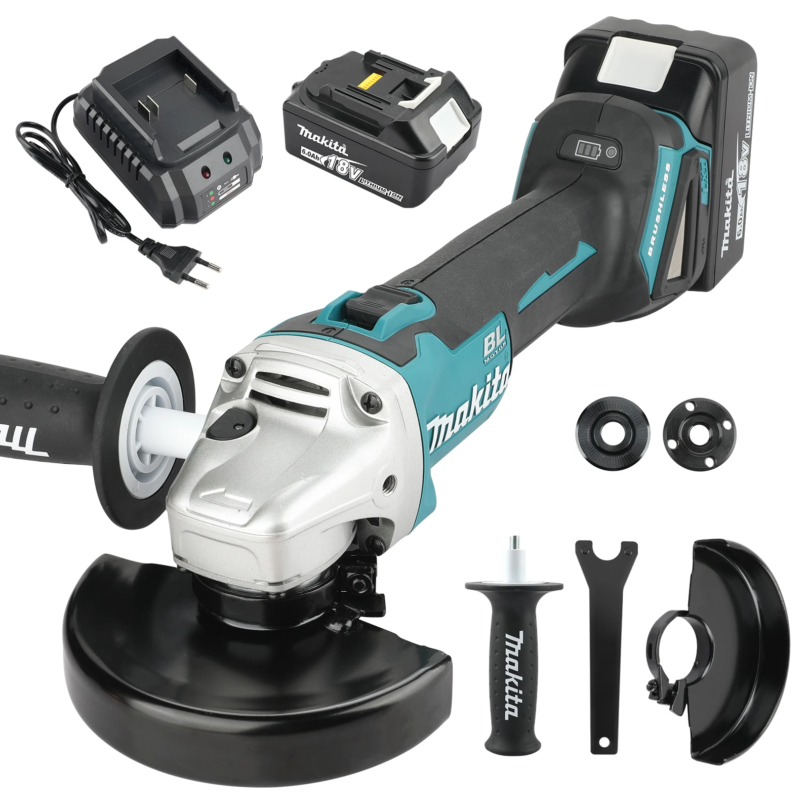 Makita-Meuleuse d'angle électrique sans fil, déesse électrique, dincome sedi125 mm, sans balais, vitesse variable, machine de découpe pour batterie 18V