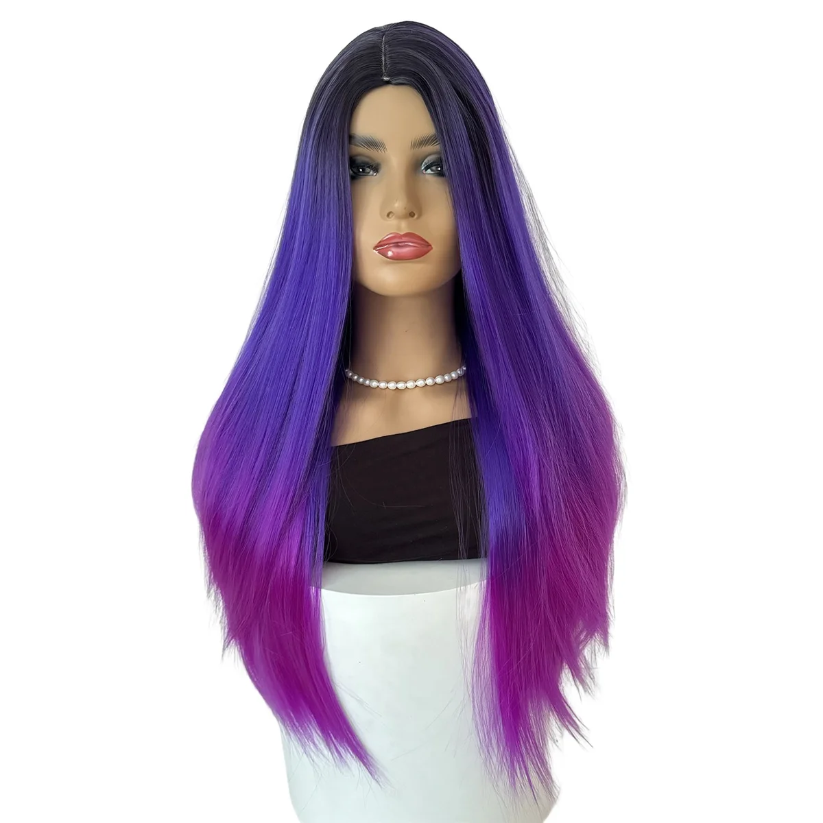 Rainbow Black Blue Purple Red Long Straight Synthetic Wigs for Women Cosplay Wig for Heat Resistant Fiber