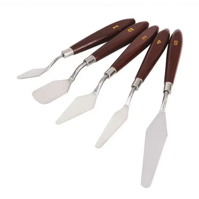 5Pcs/Set Stainless Steel Oil Painting Knife Artist Spatula Art Tools stationery Cake baking supplies painting drawing cute