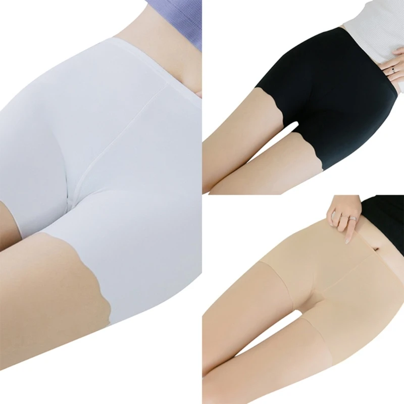 Women Ice Silk Safety Shorts Slip Shorts Summer Traceless Shorts Under Skirts Shorts Anti Chafing Underwear Boyshorts