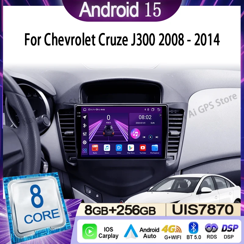 

Car Radio For Chevrolet Cruze J300 2008-2014 Multimedia Video Player Navigation Stereo GPS Android 15 Wireless Carplay DSP 5G