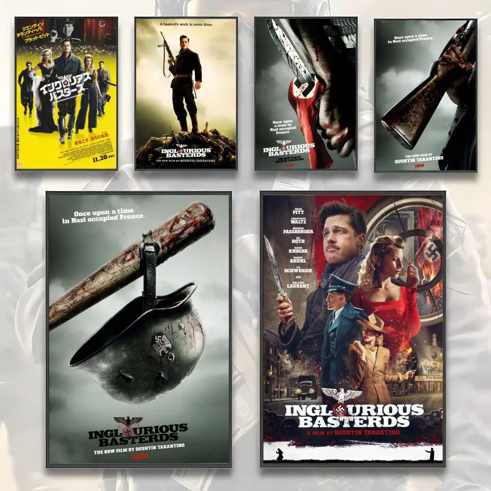 Klassische Kriegsfilm-Poster: Inglourious Basterds, HD-Kunstposter, selbstklebend, wasserfest, für Zuhause, Wohnzimmer, Schlafzimmer, Bar, ästhetische Dekoration