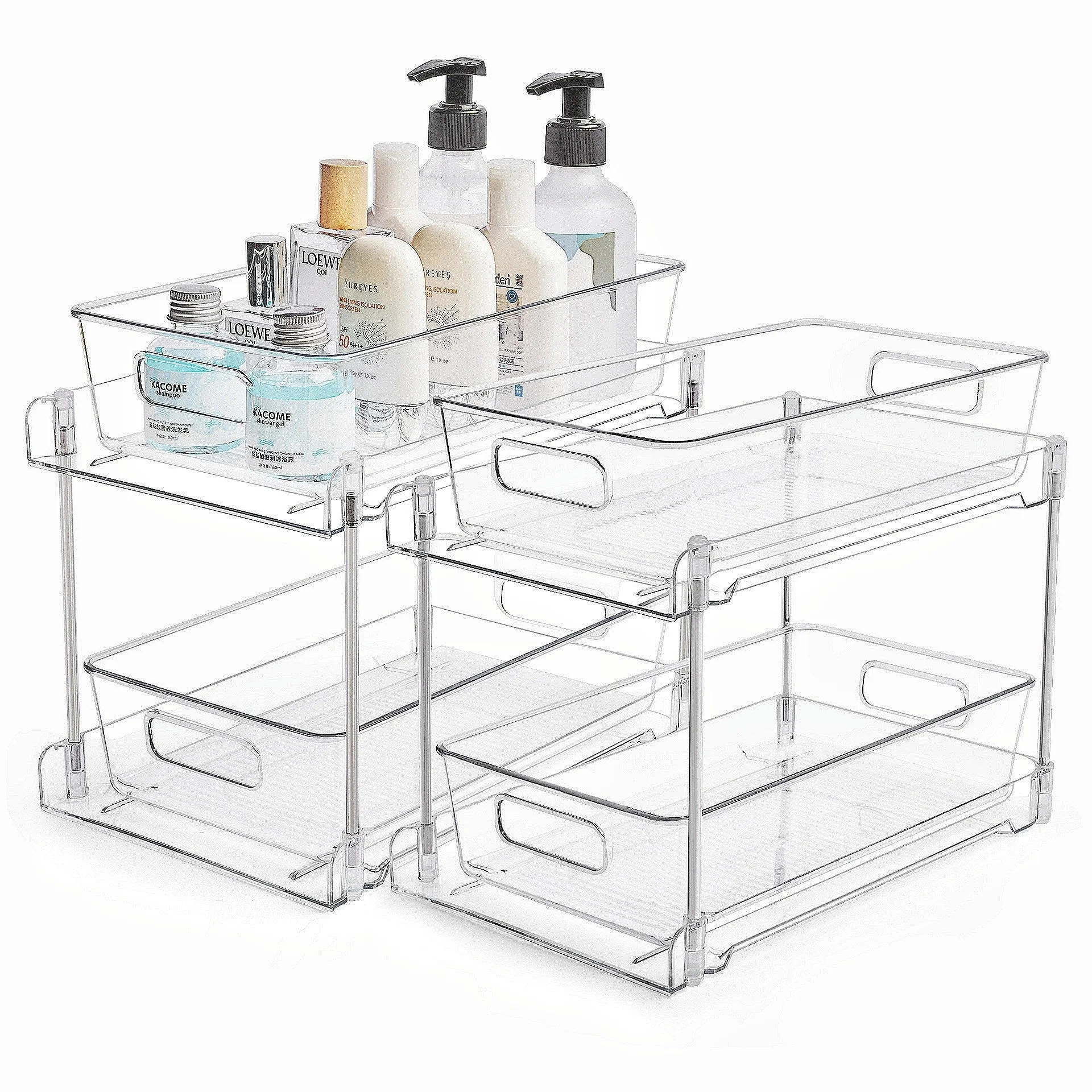 Bathroom Storage Organizer, Clear Under Sink Organizers, Vanity Counter, Storage Container, Medicine Cabinet Drawers, P, 2 Tier