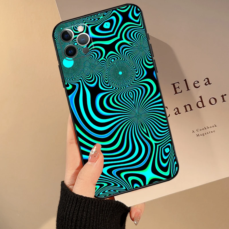 Optical Illusion Print Phone Case For iPhone 15 14 16 Pro Max 13 12 Mini 11 16 Pro Max XS X XR Plus Cover