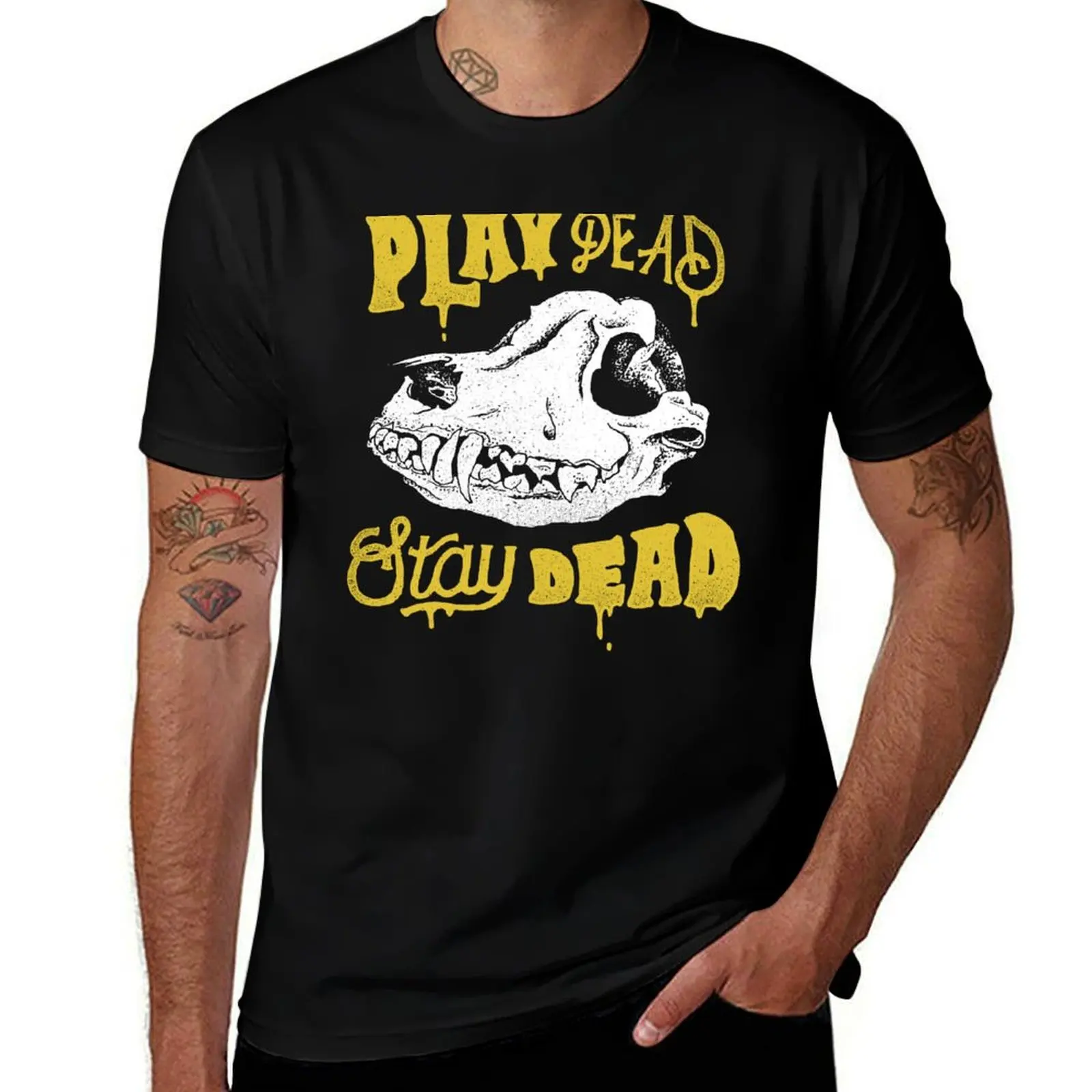 

Футболка Play Dead Stay Dead, футболка с аниме, мужская футболка с рисунком, забавные футболки, хлопковая футболка