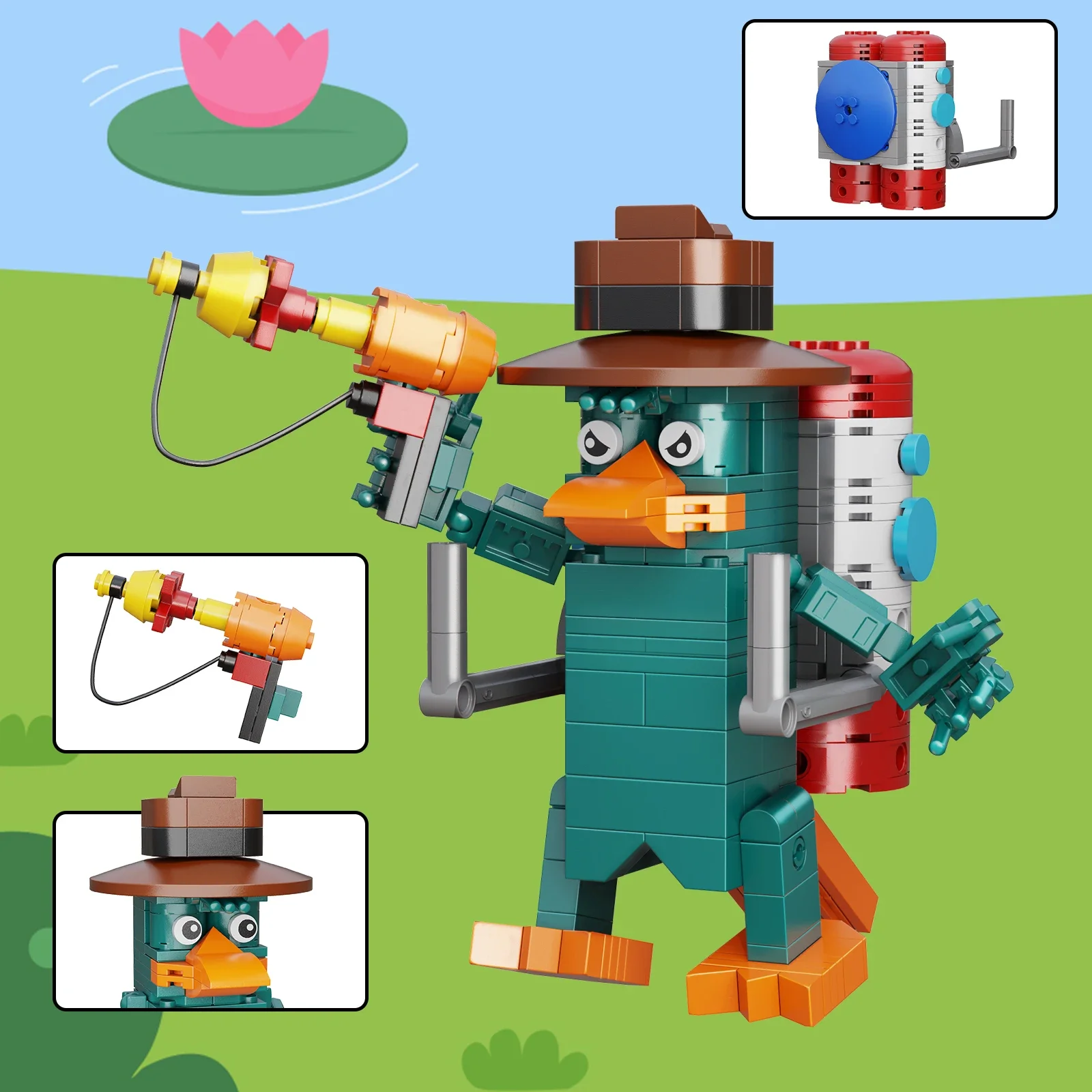 MOC Creative Animation Phineas and Ferbs Building Blocks kits Perry the Platypus Building Blocks Model DIY Kids Puzzle Toys Gift